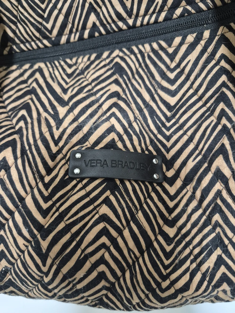 Vera Bradley Black and Tan Zigzag Quilted Baby Bag with Matching Pouch